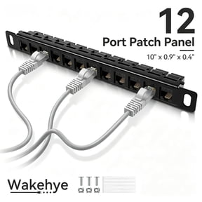 12 Port Patch Panel Cat6 Pass Through, 10 Inch 0.5U Metal Network Patch Panel for Mini Server Rack