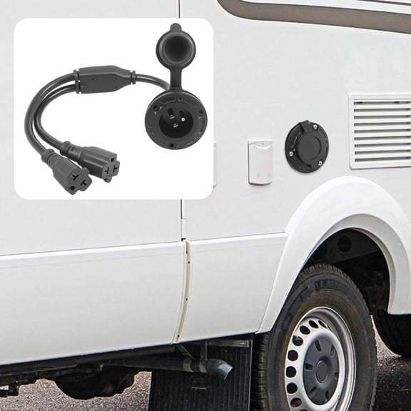 TMWEFUSC 125V 20A AC Port Plug 12AWG Heavy Duty RV Shore Power Inlet Plug with 5 in 1T Blade Adapter and 16'' Extension Cord Weatherproof for RV Boat and Industrial Use