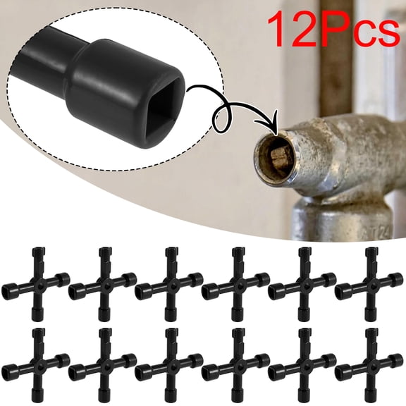Tmwefusc 4 Way Multi-Functional Utility Key,4 in 1 Universal Cross Key Stainless Steel Triangle Square Key for Water Gas Meter Valve Elevator Cabinet,12Pcs