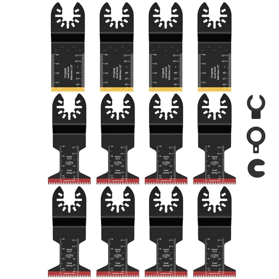 TMWEFUSC 12Pcs Titanium Oscillating Saw Blades Universal Japanese Teeth Multitool Blades Kit for Wood Plastic Nails PVC Tiles