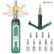 14 in 1 Ratcheting Screwdriver Set, Multi Bit Magnetic Ratchet Screw Driver with 180  Pivoting Handle for Tight Spaces