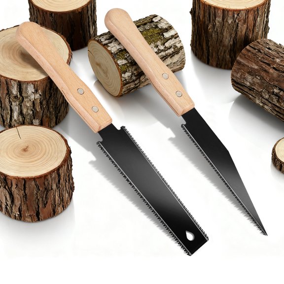 TMWEFUSC 2 PCS SK5 Steel Wood Cutting Hand Saw Precision Cutting Japanese Pull Saw with Lightweight Handle for Fine Woodworking Furniture Making Carpentry Project
