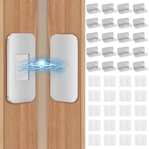 Magnetic Cabinet Door Catch 20 Pack, No Drill Ultra Thin Cabinet Magnets for Closure, Adhesive Drawer Latch to Stay Closed, Stainless Steel