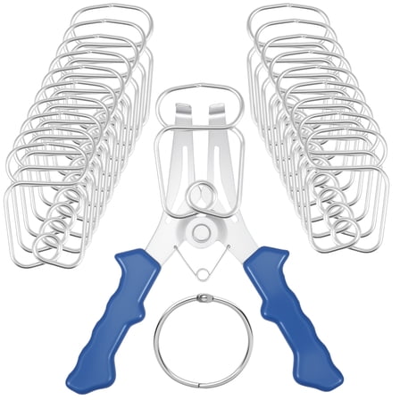 TMWEFUSC 20 Pcs Miter Spring Clamp Kit Stainless Steel Miter Clamp with Spring Loaded Pliers and Organizer Ring for Woodworking, Picture Frames, Wood Trim, Moldings, 6.5 x 5.9﻿inch