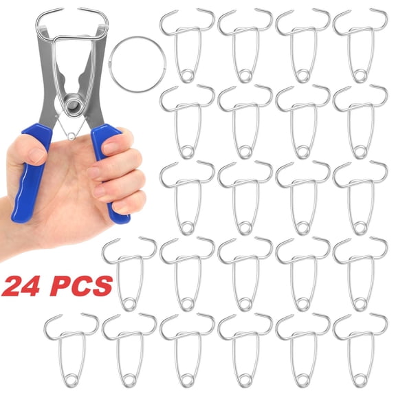TMWEFUSC 24PCS Miter Spring Clamp and Pliers Kit Stainless Steel Woodworking Spring Clamp with Storage Ring for Woodworking,Picture Frames,Wood Trim,Moldings