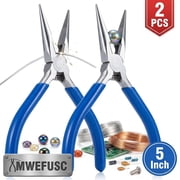 Small Needle Nose Pliers 2 Pack, 5" Precision Jewelry Pliers with Wire Cutters for Craft Making