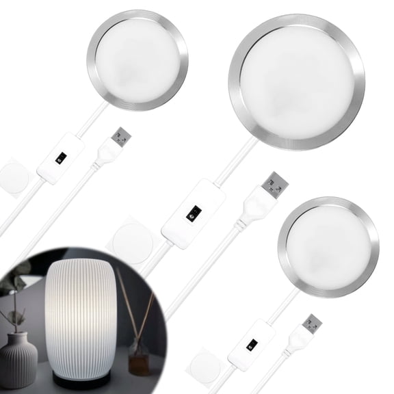 Wakehye 3 Pcs 3D Printer LED Lamp Kit 3D Printer Light DIY Hardware Model Part 5V USB Powered Warm Light for Indoor Emergency Lighting