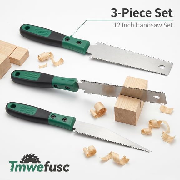 Tmwefusc 3 Piece Hand Saw for Wood Cutting Woodworking Tool Pull Saw for DIY Craft Nonslip Handle for Woodworking and Garden Trim