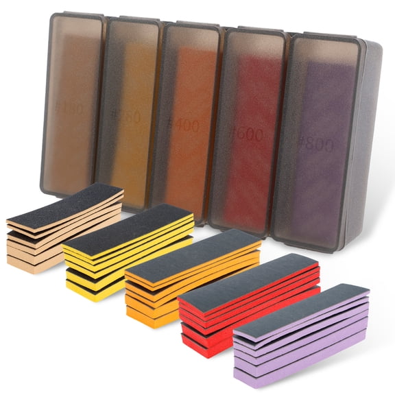 Sanding Sponge Block Set Wet Dry Sandpaper for Wood Crafts Model, 180-800 Grit Hand Sanding Blocks with Storage Box, 30 Pcs