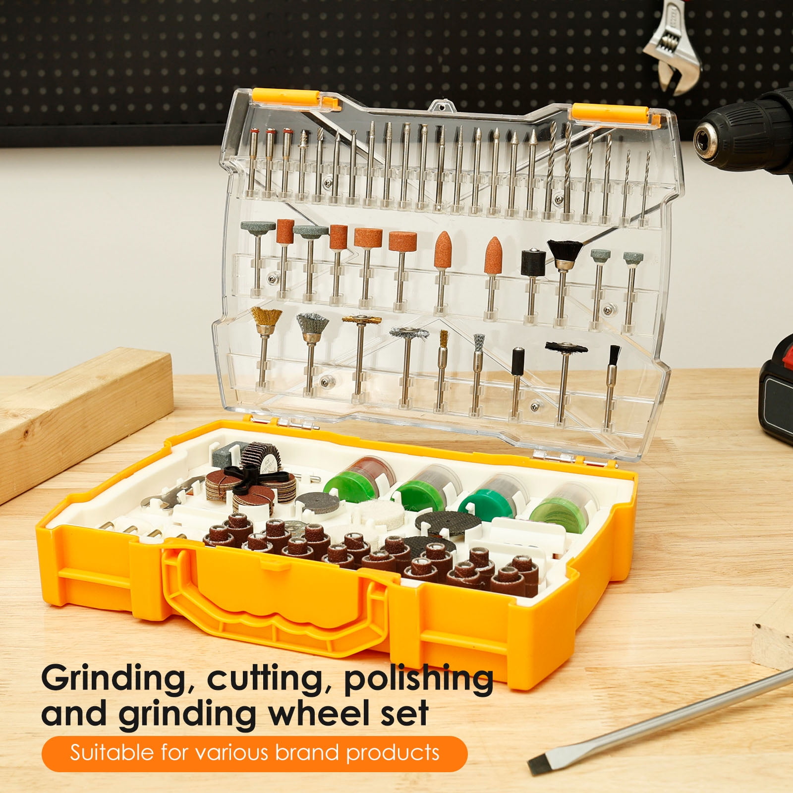 Tmwefusc 302Pcs Rotary Tool Accessories Kit, Rotary Tool Bits for Easy Cutting, Sanding, Grinding, Carving, Polishing, Drilling and Engraving
