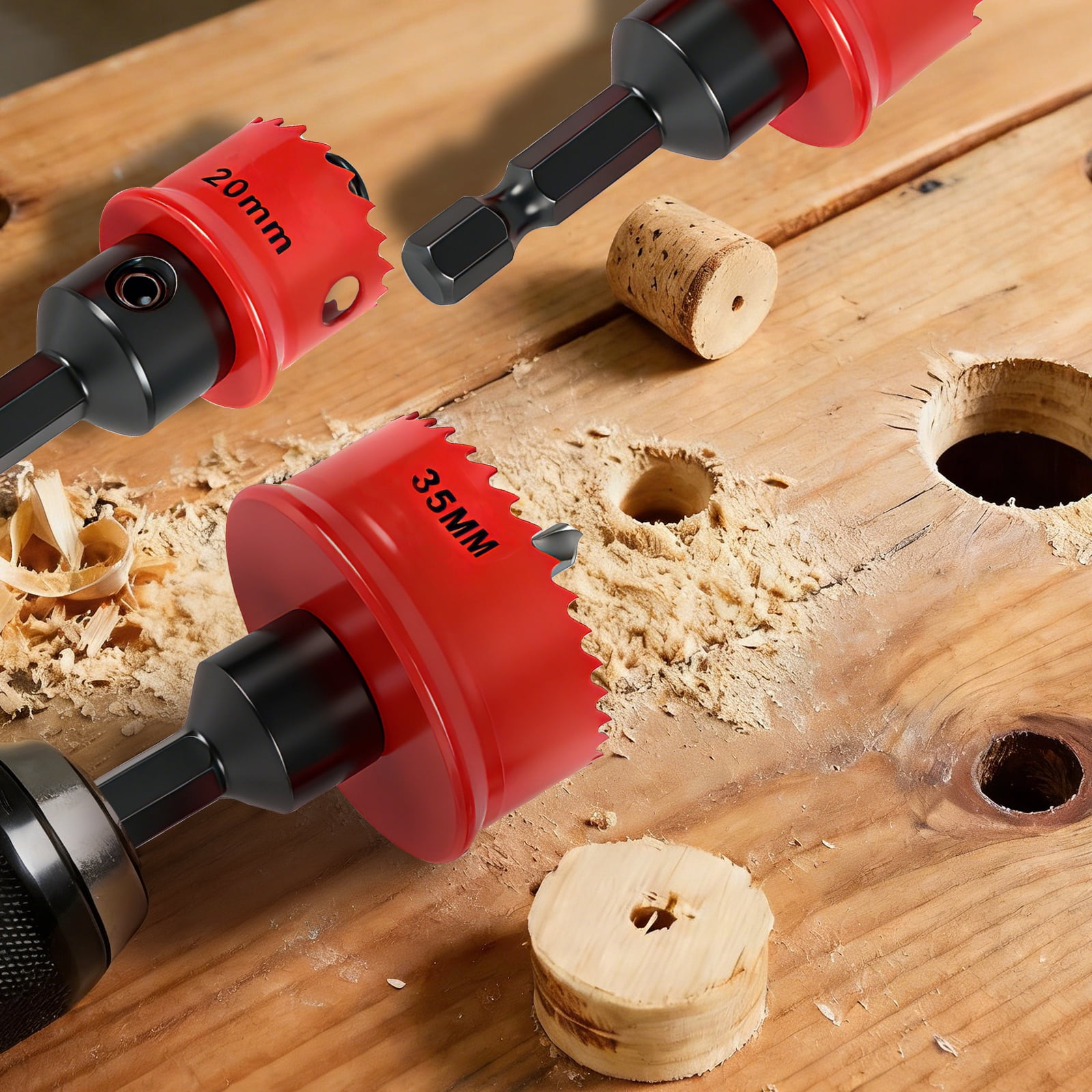TMWEFUSC 3Pcs Hole Saw Set HSS Drill Bit 20 25 35mm Hex Shank M42 Bi Metal Hole Cutter Set for Drilling Thin Stainless Steel Aluminum Wood Plastic Sheet Metal