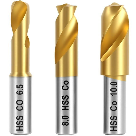 TMWEFUSC 3Pcs Spot Weld Drill Bit High Speed Steel Cobalt Spot Welding Cutter Drill Bit Portable Spot Weld Removal Drill Bit Separation Spot Welded Panel 6.5/8/10 MM