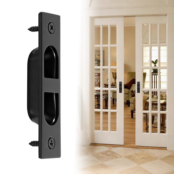 TMWEFUSC 4 Inch Pocket Door Edge Pull 304 Stainless Steel Flush Edge Handle Pocket Door Hardware Black 1 Pack for Kitchen Living Room Bathroom