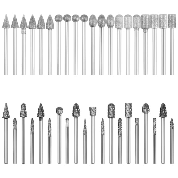 TMWEFUSC 40Pcs Carbide Burr Bit Set 1/8" Shank Tungsten Carbide Grinder Bits Universal Rotary Burr File for Wood Plastic Metal
