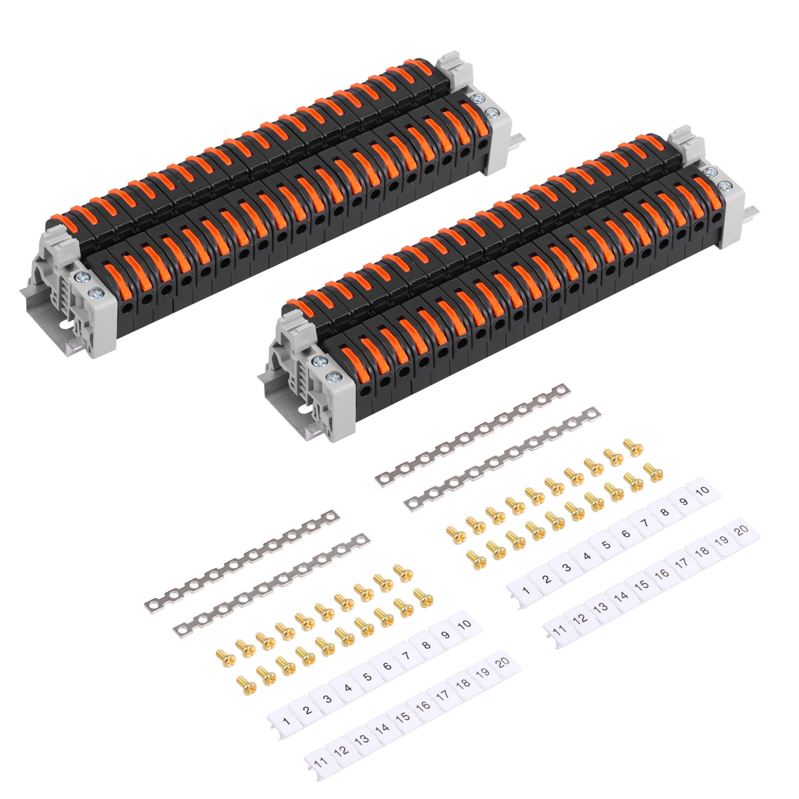 TMWEFUSC 40Pcs DIN Rail Terminal Block Set Quick Wiring DIN Rail Electrical Terminal Block for 28-12 AWG Solid Cable and 28-14 AWG Flexible Cable (Style1)
