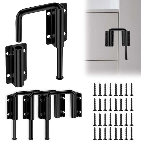 TMWEFUSC 4Pcs Patio Sliding Door Loop Lock Home Security Thickened Anti Rust Sliding Gate Latch for Fence Garden Barn Garage Closet