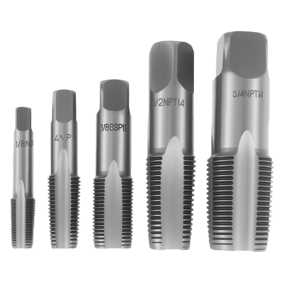 TMWEFUSC 5 Pcs 1/8", 1/4", 3/8", 1/2" 3/4" NPT Pipe Tap Set Sturdy Plumbing Tool Set Enduring Plumbing Tap Kit for Clean Accurate Threads