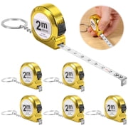 TMWEFUSC 6 PCS Mini Tape Measure 2M Retractable Small Steel Measuring Tape with Keychain Portable for Home Office School and DIY Project Clear Marking Gold