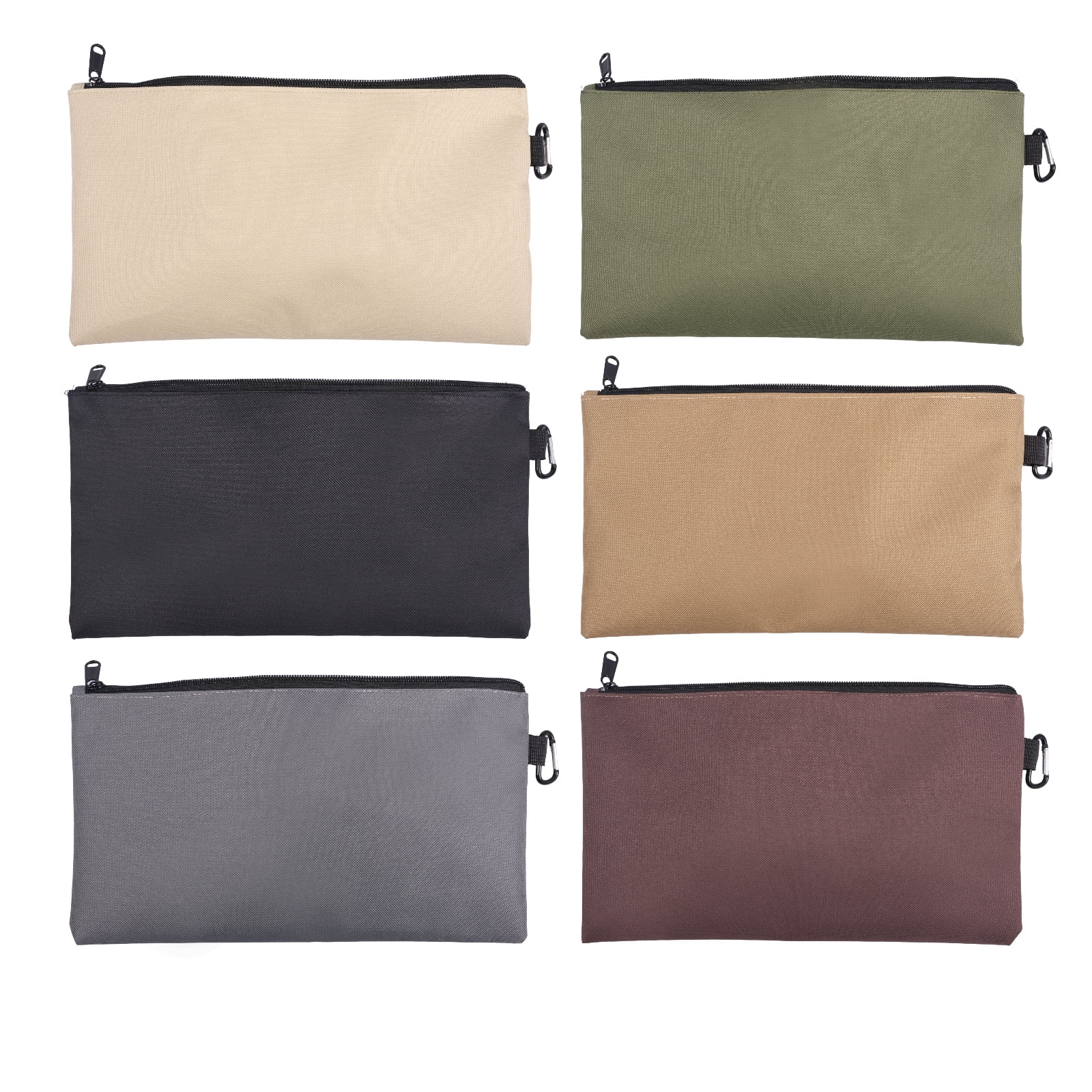 TMWEFUSC 6 Pcs Tool Bag Zipper Pouch Oxford Cloth Tool Pouch Utility Multipurpose Storage Organizer Tool Pouches with Carabiner for Toiletry Cosmetic Stationary