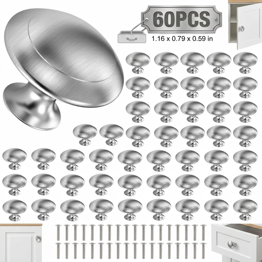 60Pcs Kitchen Cabinet Knobs High Strength Alloy Cabinet Handles Drawer Knobs and Pulls for Kitchen Drawer Wardrobe Closet Bathroom Vanity TV Stand