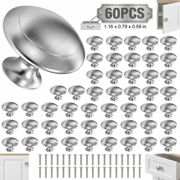 60Pcs Kitchen Cabinet Knobs High Strength Alloy Cabinet Handles Drawer Knobs and Pulls for Kitchen Drawer Wardrobe Closet Bathroom Vanity TV Stand