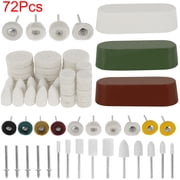 Tmwefusc 72Pcs Rotary Tool Polishing Accessories Kit, 1/8" Shank Felt Wool Buffing Wheels with 3-Color Compounds for Metal, Aluminum & Jewelry
