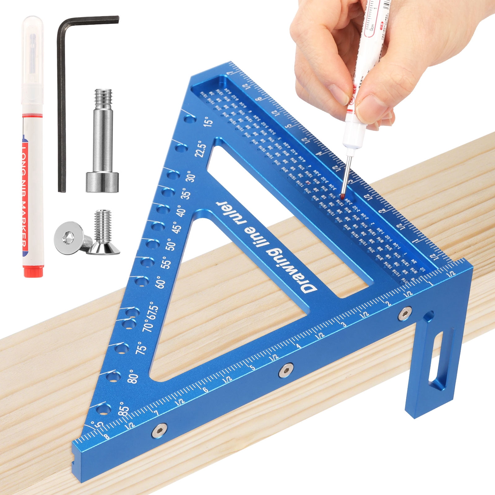 Projected Measuring Ruler TMWEFUSC 8.5 inch 3D Multi Angle Measuring Ruler Large Precision ...