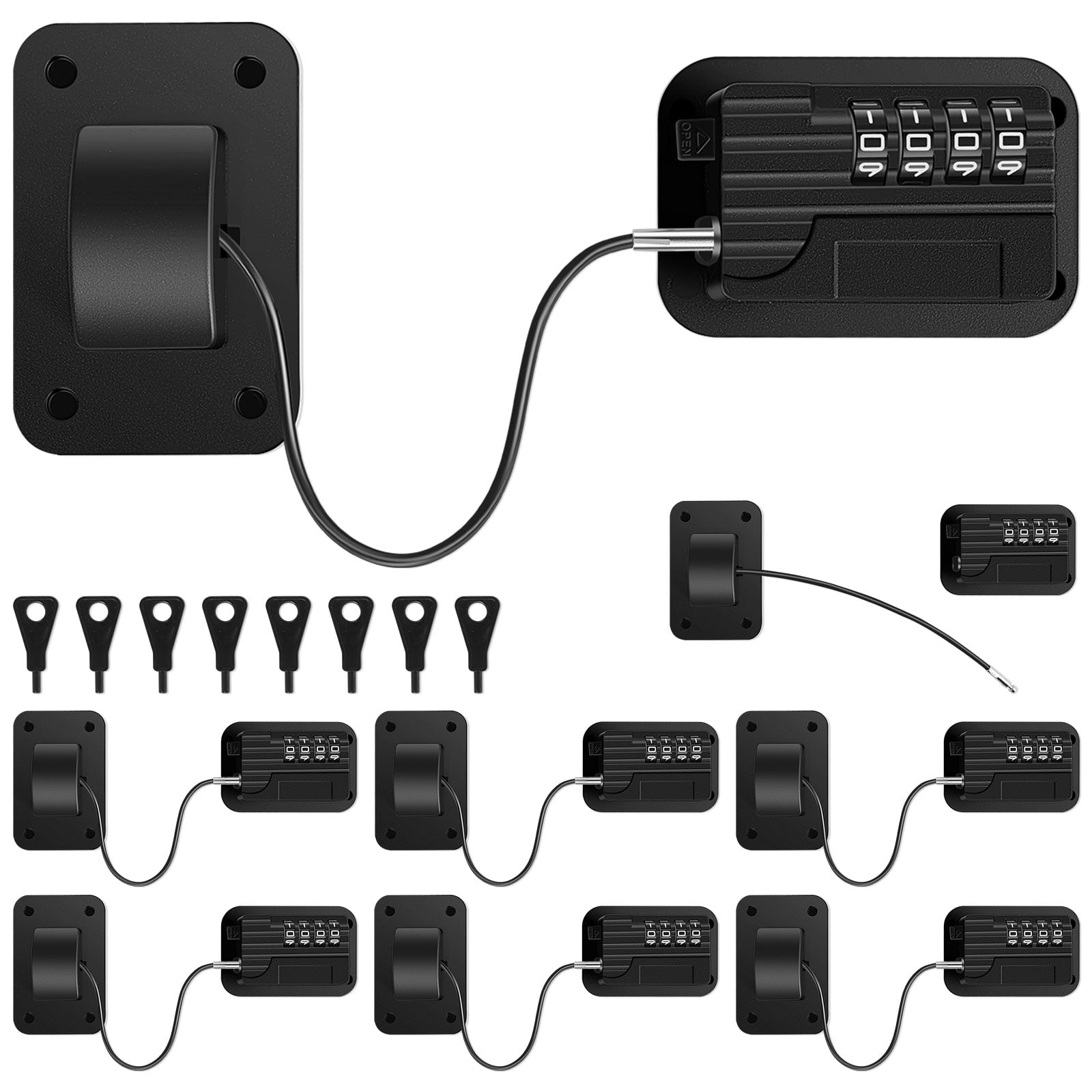 TMWEFUSC 8 PCS 2026 New Upgraded Combination Fridge Lock for Child Safety, Keyless Refrigerator & Freezer & Wardrobe Lock with Code for Kids Black