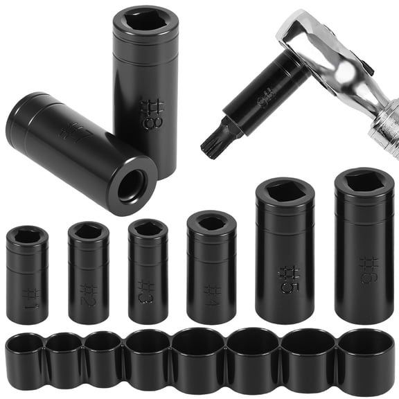 TMWEFUSC 8 Pcs Tap Socket Set 1/4" & 3/8" Drive Size Labeled Adapter for Ratchet Wrench T Handle Extension Bar