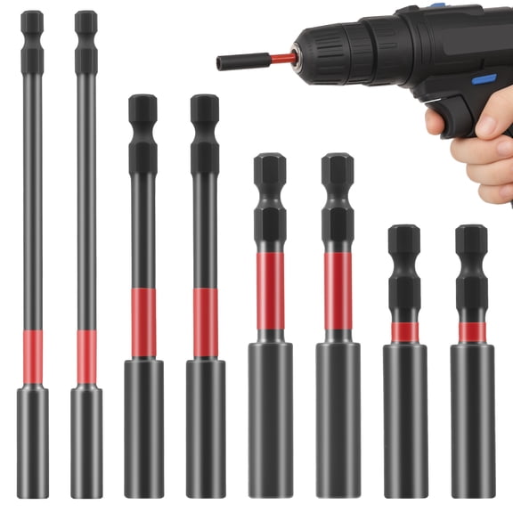Tmwefusc 8 Pack Impact Magnetic Screwdriver Bit Holder Extension Socket Drill Bit Holder Steel Hex Shank ,2.4inch 3inch 4inch 6inch