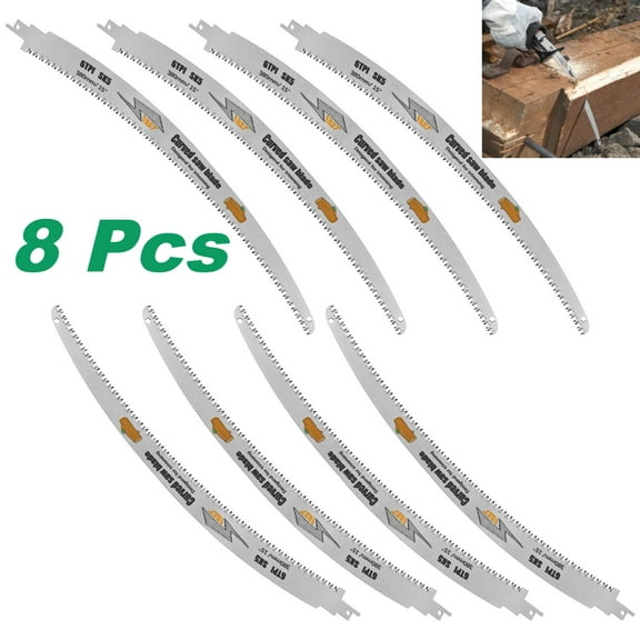 TMWEFUSC 8Pcs 15 Inch Japanese Teeth Reciprocating Saw Blade Triple Ground Offset Tooth Profile Wood Cutting Saw Blade 6TPI for Tree Trimming, Wood Cutting