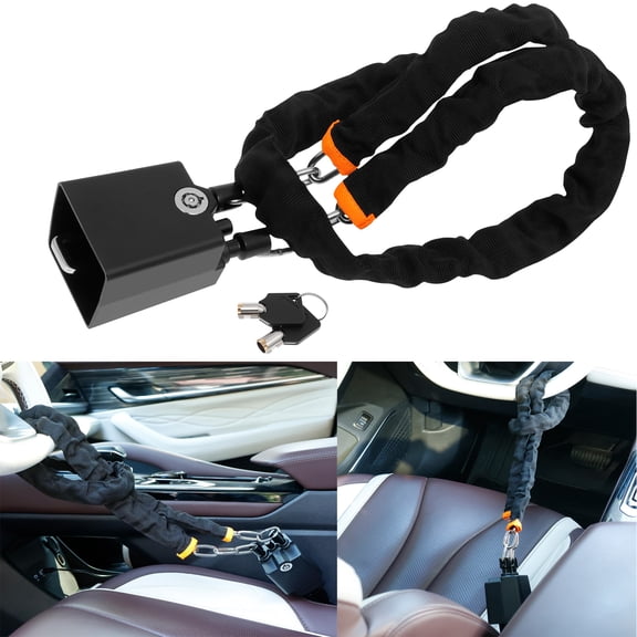 Car Steering Wheel Lock Universal Flexible Anti Theft Steering Wheel Seat Belt Lock with 2 Keys for Most Vehicles