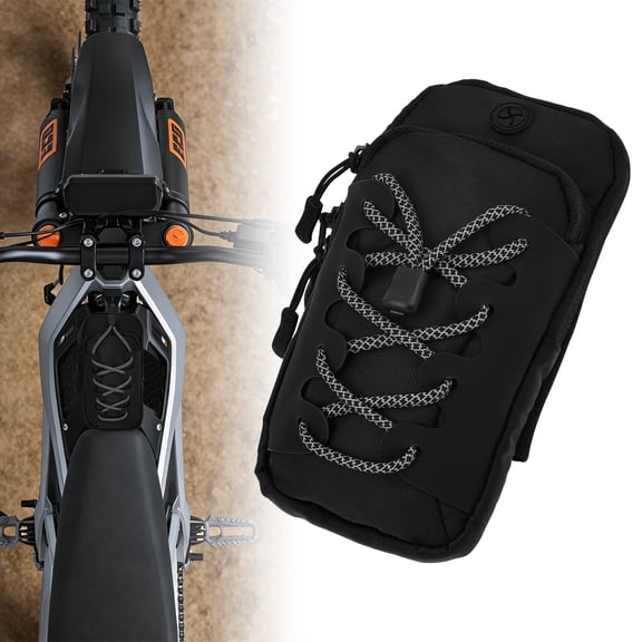TMWEFUSC Motorcycle Front Frame Bag Multi Layer Nylon Battery Cover Storage for Electric Dirt Bikes Ebike Phone & Tool Pouch