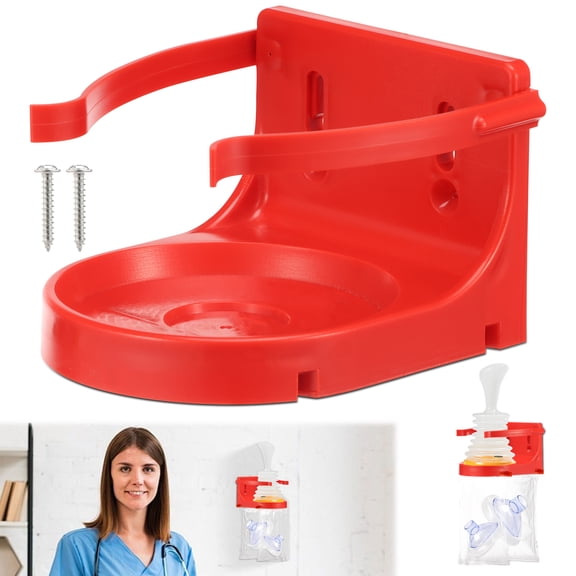 TMWEFUSC First Aid Equipment Wall Mount for Choking Rescue Device Red High Visibility First Aid Device Bracket with 2 Mask Storage Slots for Home Office