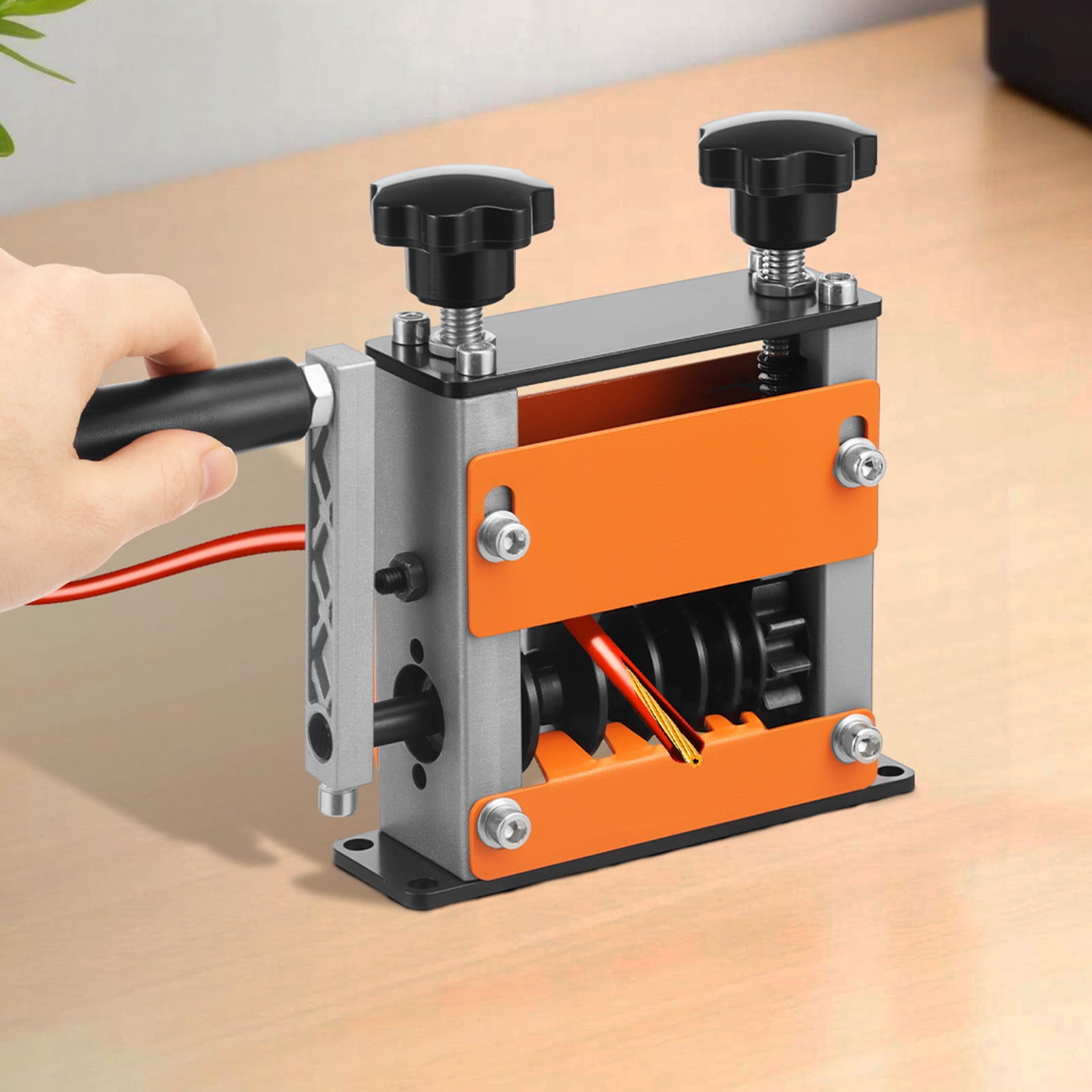 TMWEFUSC Hand Crank Wire Stripper Drill Driven Cable Stripper Machine Adjustable Manual Copper Cable Peeler Tool with 6 Feeding Hole for Scrap Wire