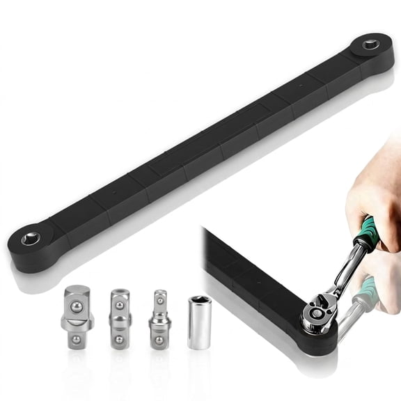 Wakehye 15-inch Carbon Steel Offset Extension Wrench Set with 1/4" 3/8" 1/2" Square Drive Adapters