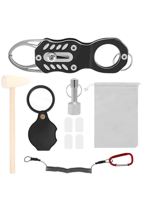 Pocket Coin Tester Kit Portable Gold Silver Ping Tester Integrate Acoustic Magnetic Dimensional Detection with Hammer and Magnifying Glass for Collectors