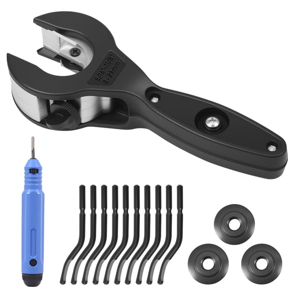 TMWEFUSC Ratchet Pipe Cutter Zinc Alloy Set for 8-29 mm Stainless Steel Copper Plastic Aluminium Pipe with 3 Replacement Cutting Wheel and Deburring Tool Kit