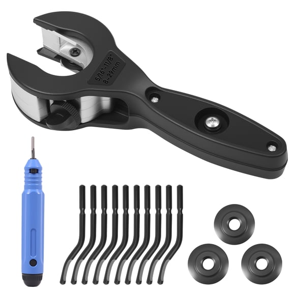 TMWEFUSC Ratchet Pipe Cutter Zinc Alloy Set for 8-29 mm Stainless Steel Copper Plastic Aluminium Pipe with 3 Replacement Cutting Wheel and Deburring Tool Kit