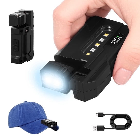 Wakehye Rechargeable EDC Flashlight 1200mAh Mini Magnetic Flashlight LED Display Portable Pocket Light for Home Emergency
