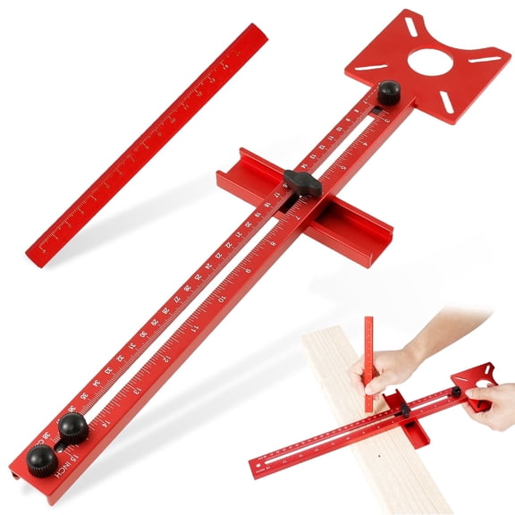 New 4 in 1 Router Milling Groove Bracket Aluminum Alloy Router Circle Cutting Jig Multifunctional RouterGuide for Cutting Circles Detachable Professional Jigs for Woodworking (Red)