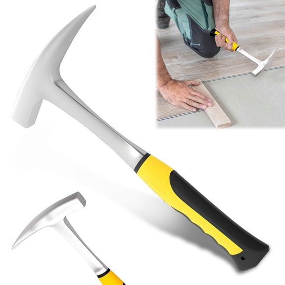 TMWEFUSC Sheet Metal Hammer Rubber Coated Handle Geological Prospecting Mattock/Pointed Geological Hammer for Sheet Metal Work Welding Trimming (Black)