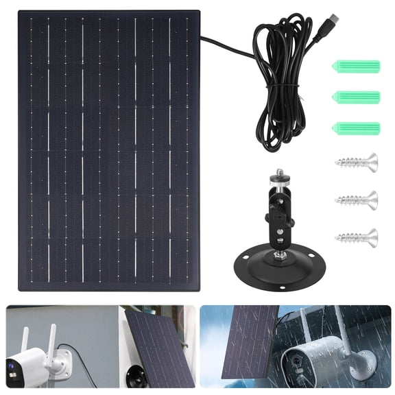 TMWEFUSC Solar Panel Charger for Security Camera 10W 5V IP66 Waterproof Outdoor Solar Panel with 9.84 FT Cable 360 Rotating Mount for Outdoor