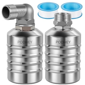 2Pcs Water Float Valve, 304 Stainless Steel Fully Automatic Mini Floating Ball Valve Auto Shut Off Water Tank Controller Valve (1/2" Side water intake and 3/4'' Upper water intake)