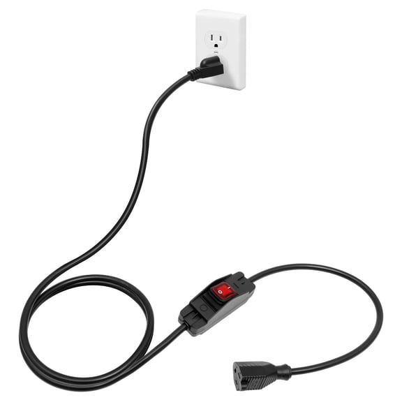 Extension Cord with Switch 7 FT Outdoor Waterproof Switched Extension Cord 14AW 15A 125V Heavy Duty 3 Prong Inline On Off Power Cable for Holiday Lights and Patio
