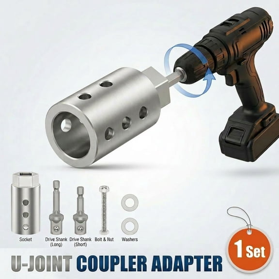 Upgraded Stainless Steel Trailer Jack Electric Drill Adapter with 1/2 Inch Socket Adapter Bit Compatible with 1 Inch Jack Drive Shaft