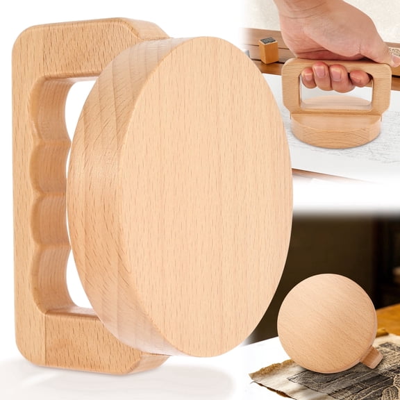 Tmwefusc Wood Block Printing Baren for Printmaking with Comfortable Ergonomic Handle Linocut Block Printing Baren Printmaking Tool