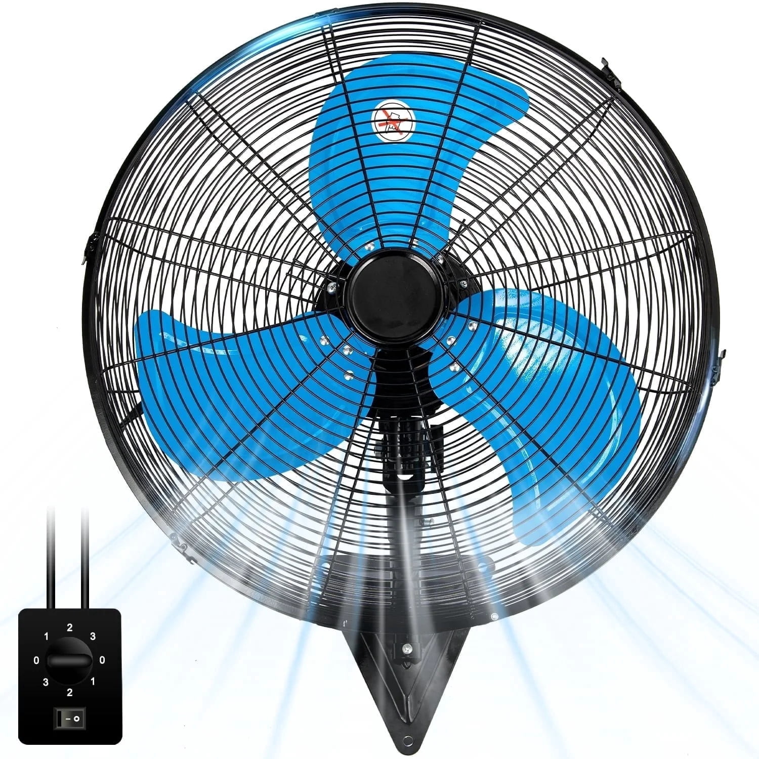 Wall Mount Fan 7000 CFM High Velocity Industrial 22 Inch Heavy Duty Fan with 3-Speed Oscillating Commercial Use for Warehouse, Garage, Factory, Blue