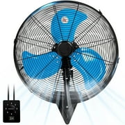 Wall Mount Fan 7000 CFM High Velocity Industrial 22 Inch Heavy Duty Fan with 3-Speed Oscillating Commercial Use for Warehouse, Garage, Factory, Blue