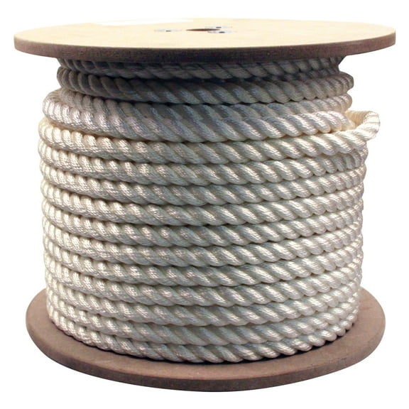 Rope King TN-34200, Twisted Nylon Rope, 3/4" x 200', White, 1 Each